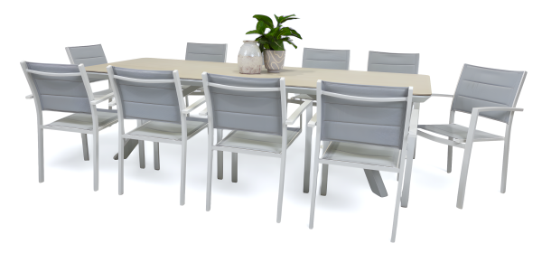 10 Whitby Chairs & Argos 2.6m Table White