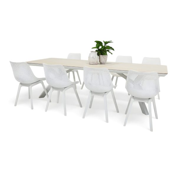 8 Bronte Chairs & Argos 2.6m Table White