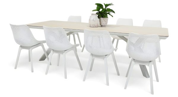 8 Bronte Chairs & Argos 2.6m Table White