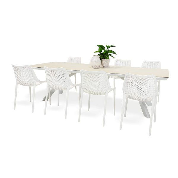 8 Isla Chairs & Argos 2.6m Table White