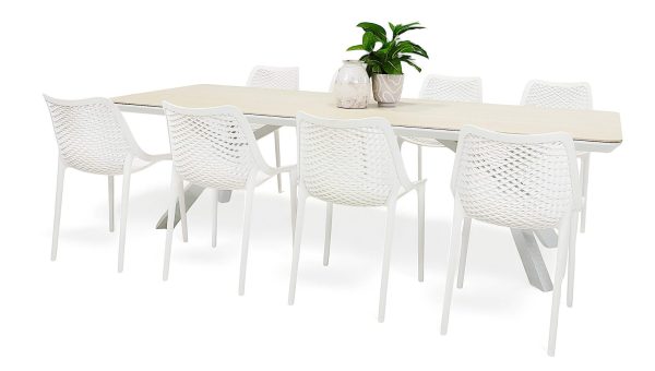 8 Isla Chairs & Argos 2.6m Table White