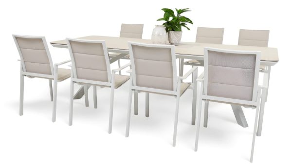 8 Lagoon Chairs & Argos 2.6m Table White
