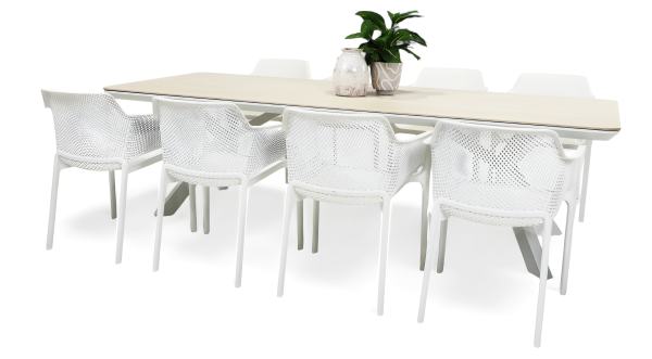 8 Paris Chairs & Argos 2.6m Table White