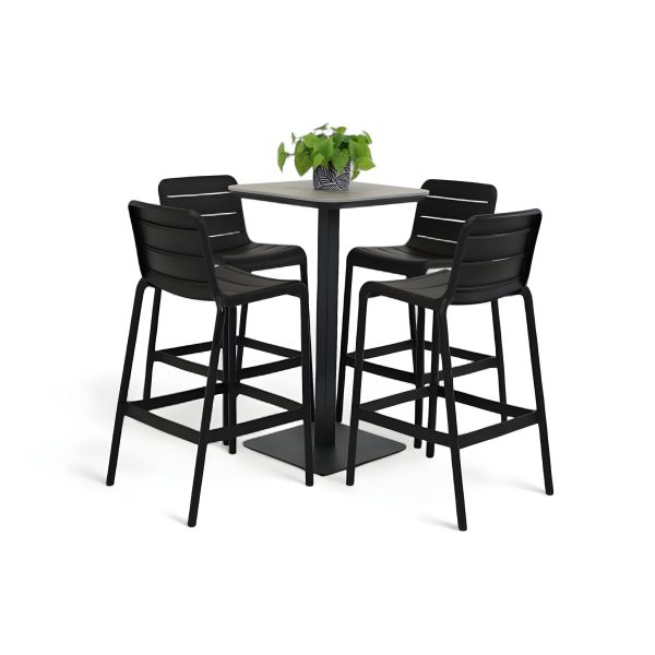 4 Stecca Stools & Argos 60cm Bar Table Black