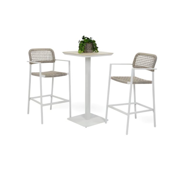 2 Salt Stools & Argos 60cm Bar Table White