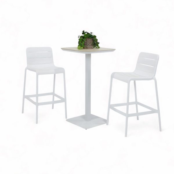 2 Stecca Stools & Argos 60cm Bar Table White