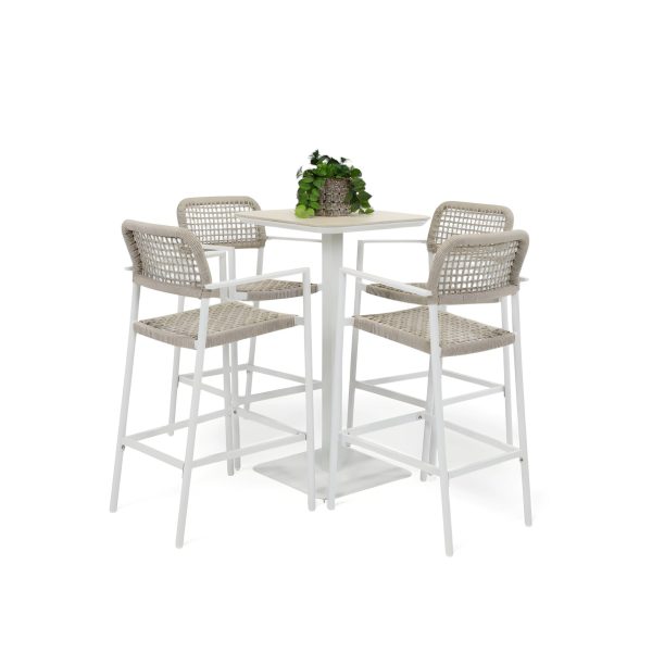 4 Salt Stools & Argos 60cm Bar Table White
