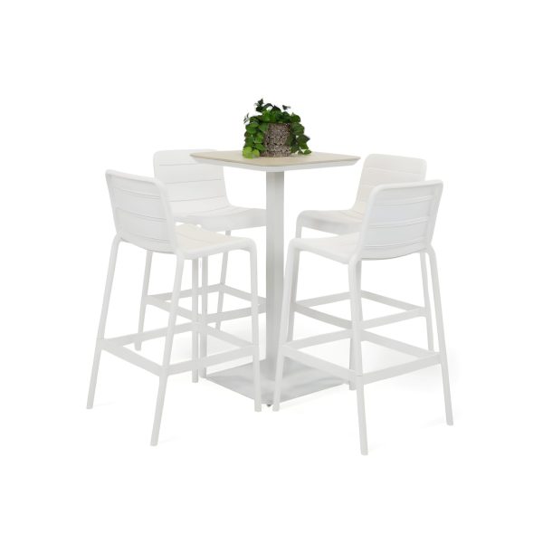 4 Stecca Stools & Argos 60cm Bar Table White