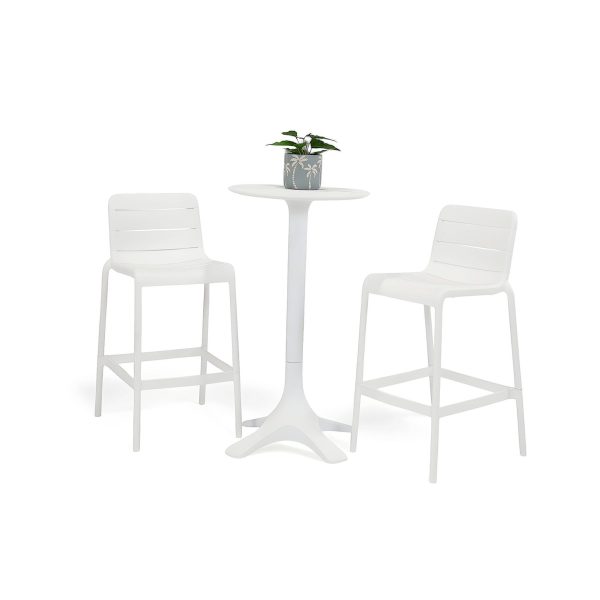 2 Stecca Stools & Bronte 60cm Bar Table White