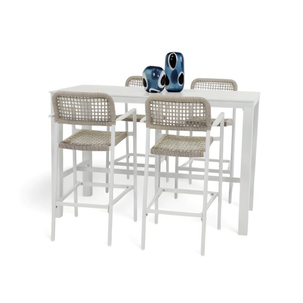 4 Salt Stools & Lumina 1.6m Bar Table White