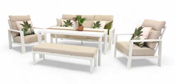 Maui Highback Dining Sofa Set White