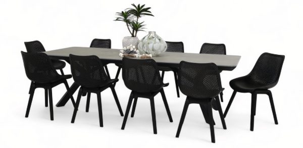 10 Bronte Chairs & Argos 2.6m Table Black