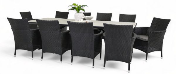 10 Portman Chairs & Argos 2.6m Table Black
