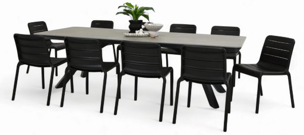 10 Stecca Chairs & Argos 2.6m Table Black