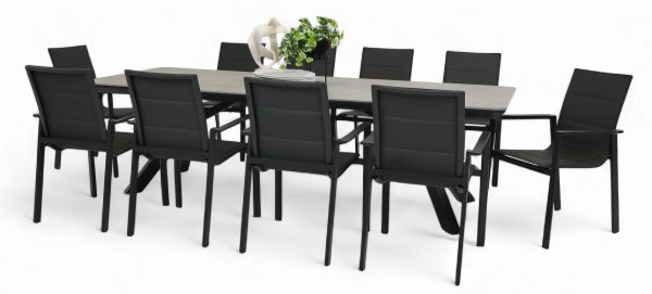 10 Lagoon Chairs & Argos 2.6m Table Black