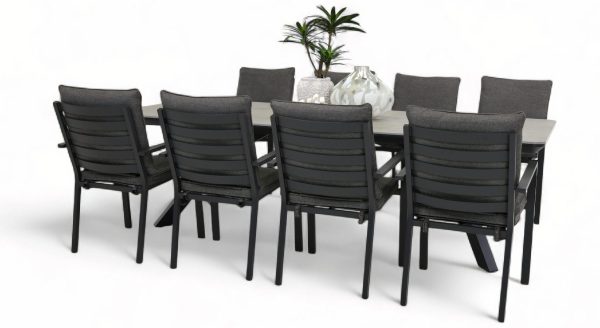 8 Breeze Chairs & Argos 2.6m Table Black