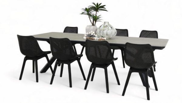 8 Bronte Chairs & Argos 2.6m Table Black