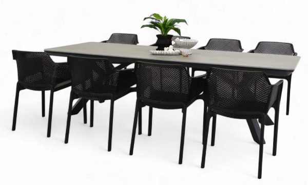 8 Paris Chairs & Argos 2.6m Table Black