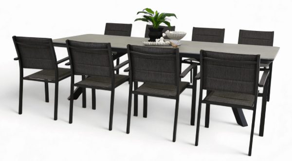 8 Whitby Chairs & Argos 2.6m Table Black