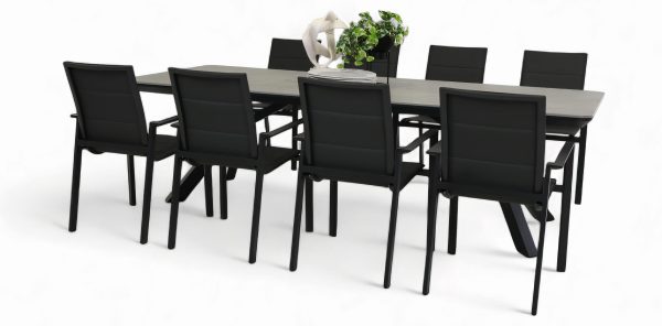 8 Lagoon Chairs & Argos 2.6m Table Black
