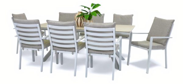 8 Breeze Chairs & Argos 2m Table White