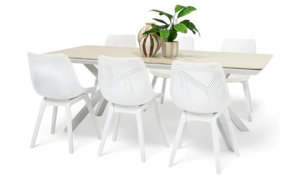 6 Bronte Chairs & Argos 2m Table White