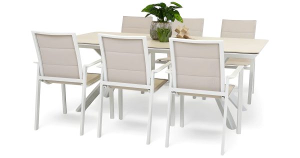 6 Lagoon Chairs & Argos 2m Table White