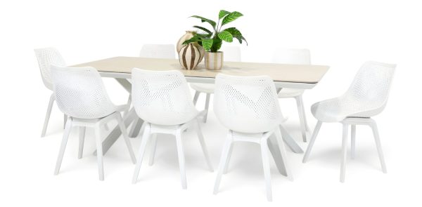 8 Bronte Chairs & Argos 2m Table White