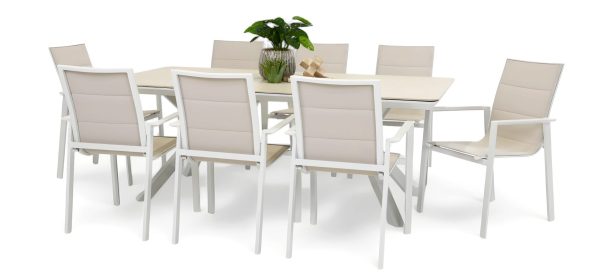 8 Lagoon Chairs & Argos 2m Table White