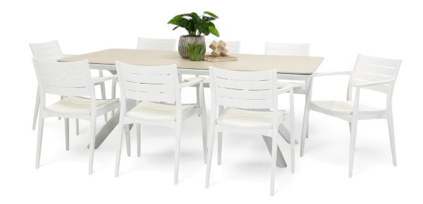 8 Lyon Chairs & Argos 2m Table White