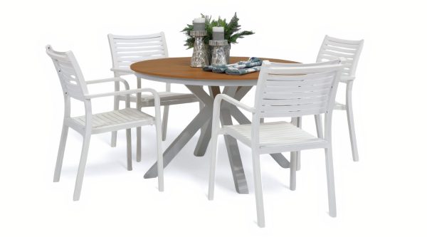 4 Aria Chairs & Coast 1.2m Round Table White