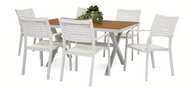 6 Aria Chairs & 1.5m Coast Table White