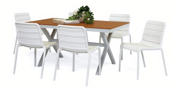 6 Stecca Chairs & 1.5m Coast Table White