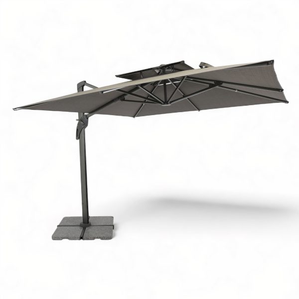 3m Square Roma Cantilever Umbrella Granite