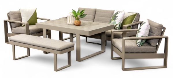 Allure Dining Sofa Set & Bench (Taupe)