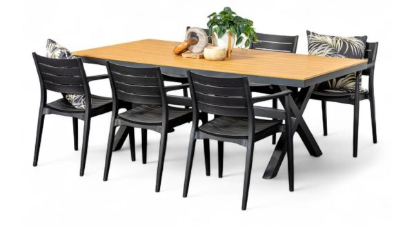 6 Lyon Chairs & Coast 2m Table Black