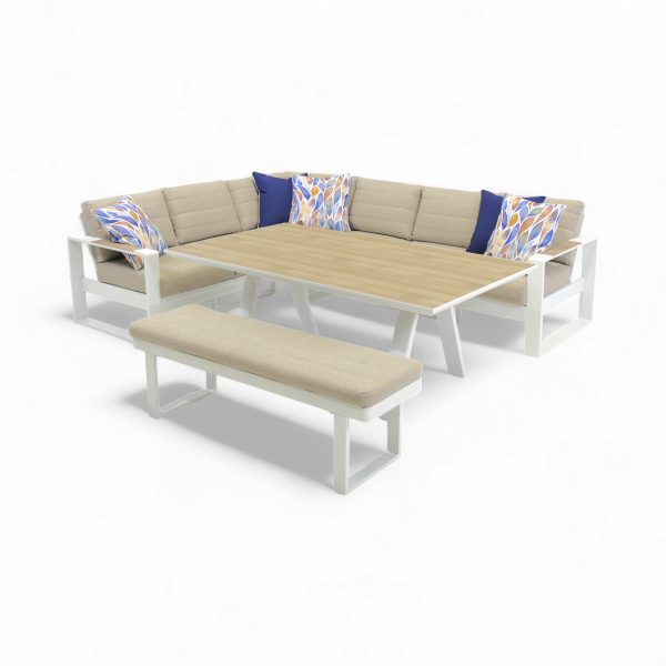 Allure Modular Deluxe Dining Set & Bench (White)