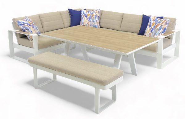 Allure Modular Deluxe Dining Set & Bench (White)