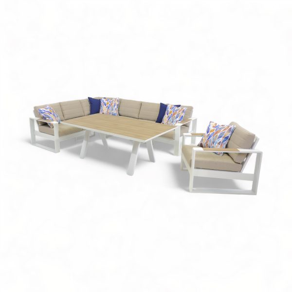 Allure Modular Deluxe Dining Set & Single Sofa (White)