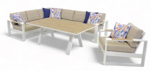 Allure Modular Deluxe Dining Set & Single Sofa (White)
