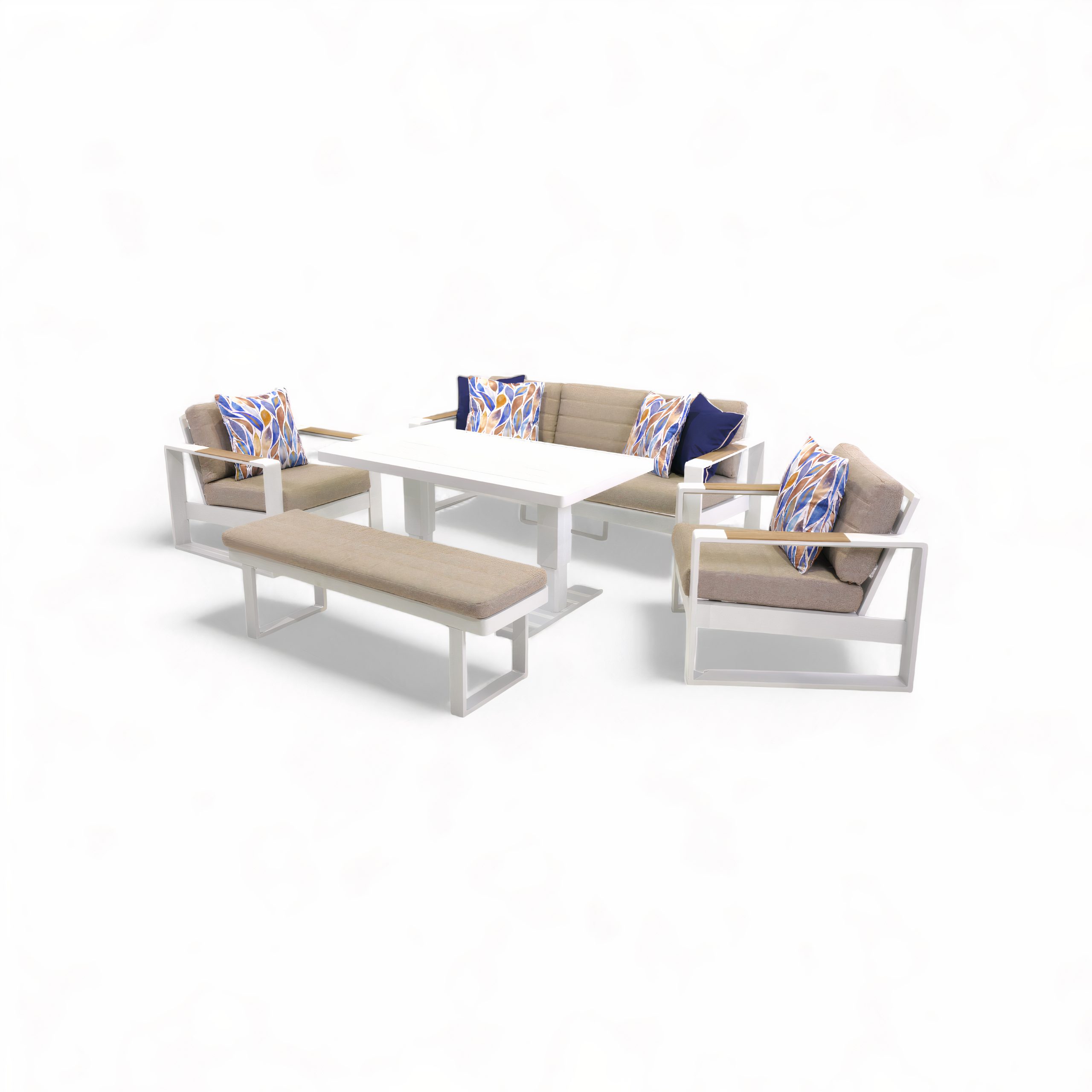 Allure Sofa Small Pop-Up Set & Bench (White) - Image 2