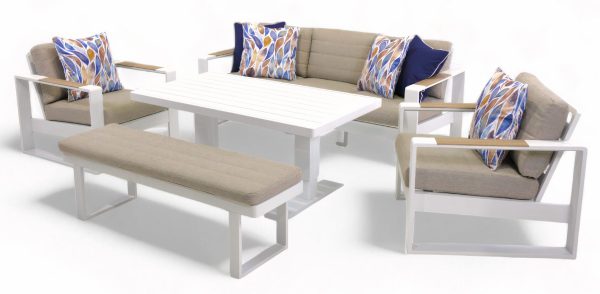 Allure Sofa Small Pop-Up Set & Bench (White)