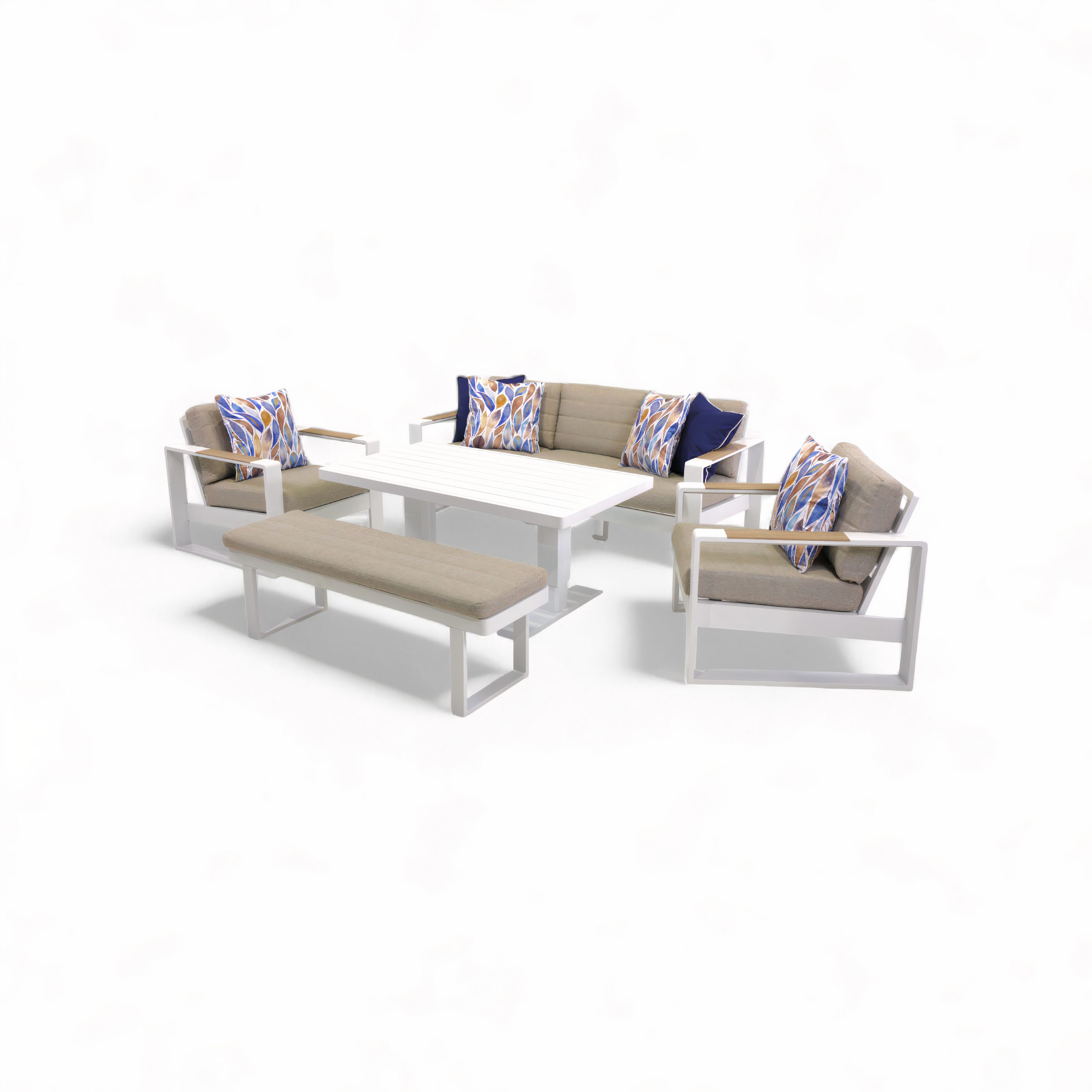 Allure Sofa Small Pop-Up Set & Bench (White)