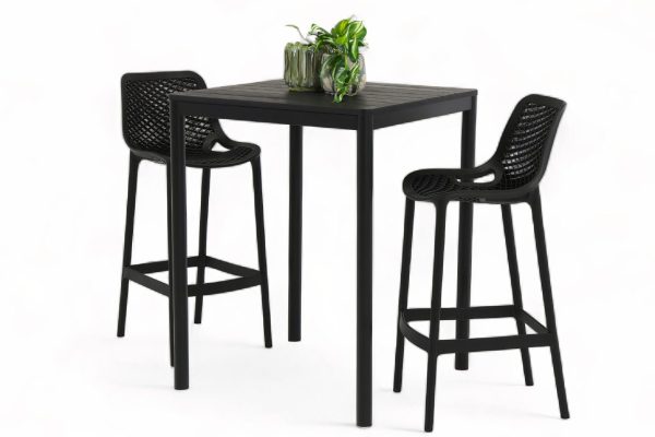 2 Isla Stools & Aria Bar Table Black