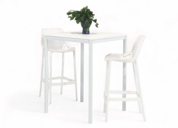2 Isla Stools & Aria Bar Table White