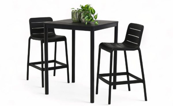 2 Stecca Stools & Aria Bar Table Black