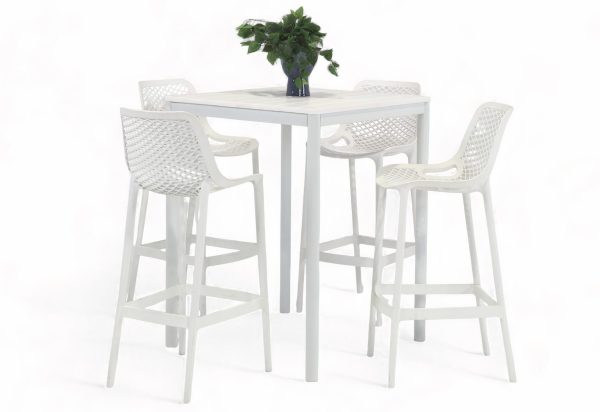 4 Isla Stools & Aria Bar Table White