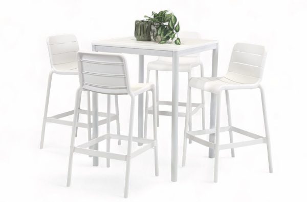 4 Stecca Stools & Aria Bar Table White