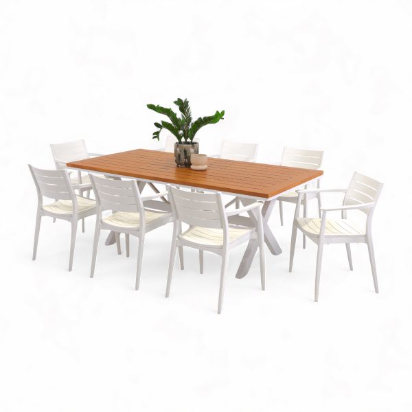 8 Lyon Chairs & 2m Tribeca Table White