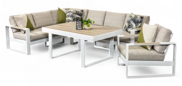 Allure Modular Dining Set & Single Sofa (White)